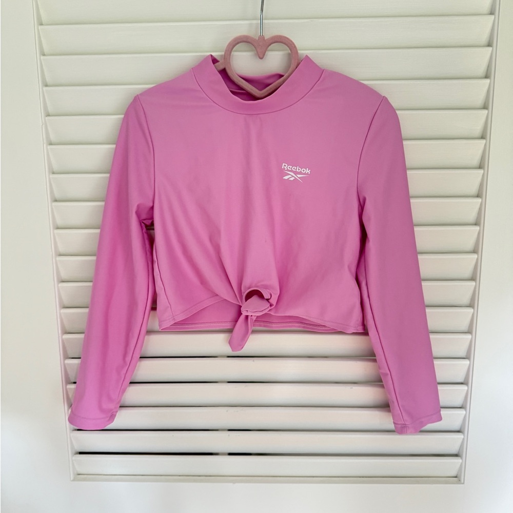 Reebok Girls Cropped Pink Swim Rash Guard